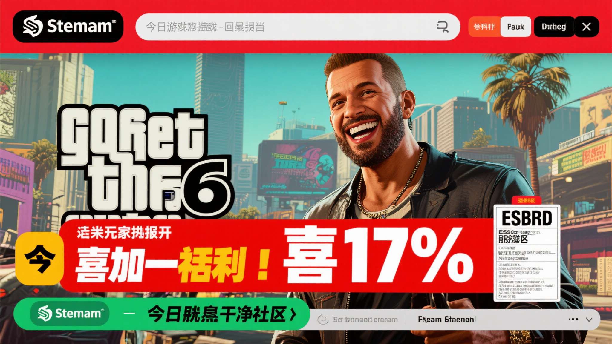 游侠早报:Steam喜加一!《GTA6》ESRB评级为17+ 游侠早报:Steam喜加一!《GTA6》ESRB评级为17+